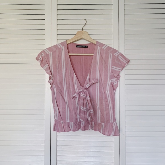 Abercrombie & Fitch Tops - Abercrombie & Fitch Pastel Pink Tie Front Top S